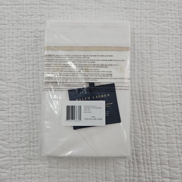 NEW Ralph Lauren Palmer Pillowcase Standard Size Sand Dune NIB Organic Cotton - Picture 2 of 5
